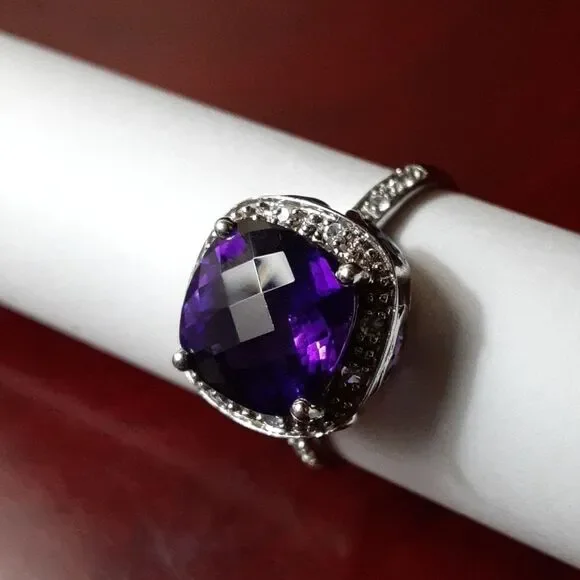 925 Genuine African Amethyst,  Rhodoilte Garnet & Blue Topaz. - Picture 7 of 16